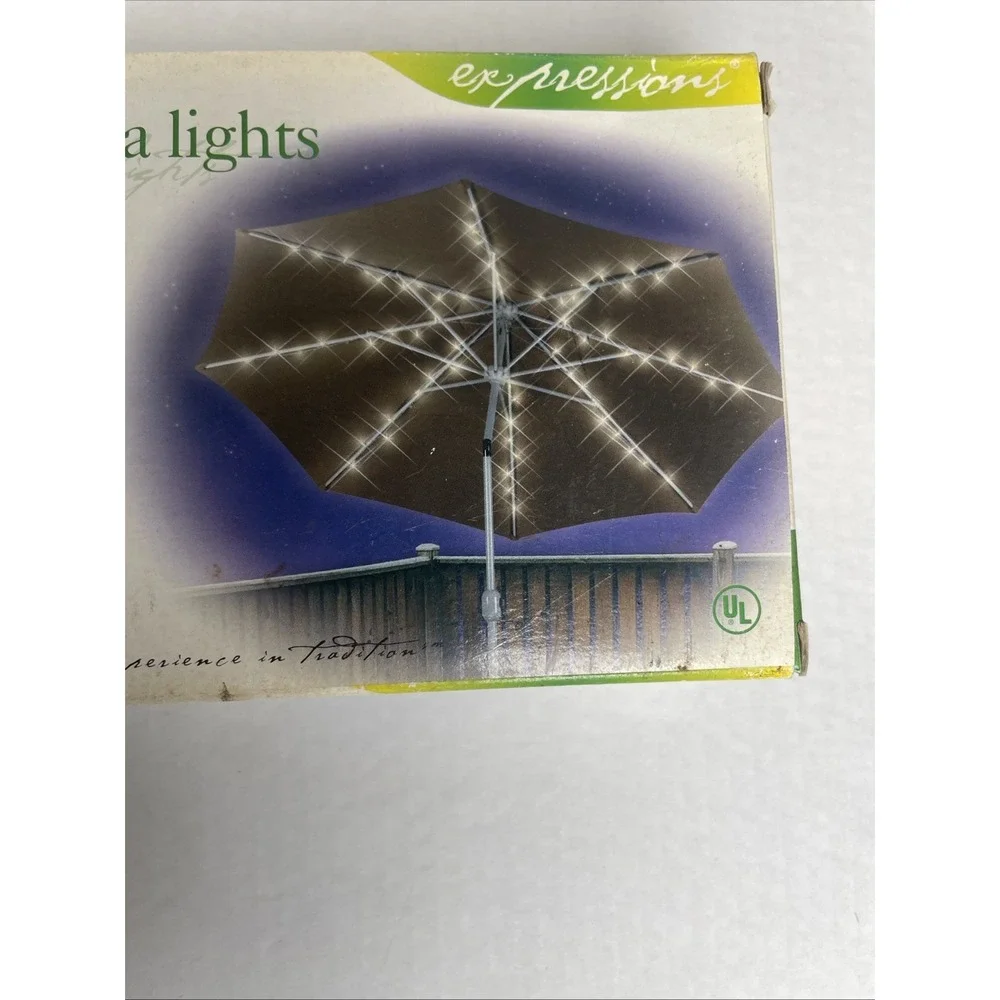NOMA Expressions Patio Umbrella Clear Lights 8 Spoke Design